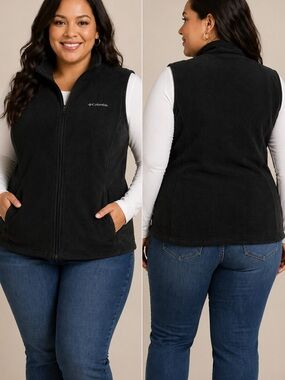 BNWT Columbia Plus Size 1X 100% Polyester/Fleece Black Vest
